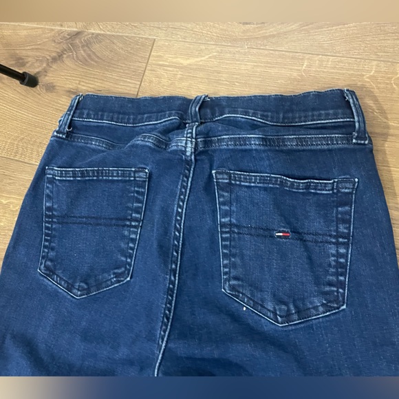 Tommy Hilfiger Denim Embroidered High Rise Jeggings Leggings Jeans Red Pinstripe - Picture 9 of 9